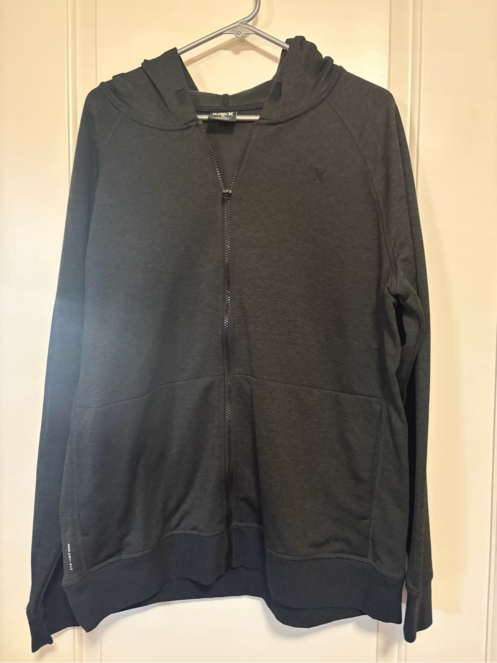 Hurley Nike Dry Fit Dark Gray Full-Zip Hooded Sweatshirt with Dark Gray Logo